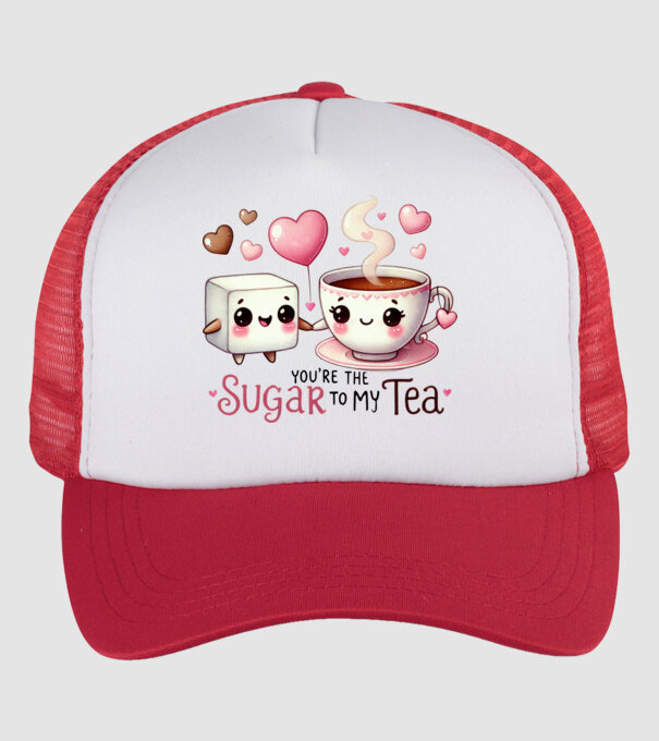 Sugar to my Tea model alb/roșu pe tricou