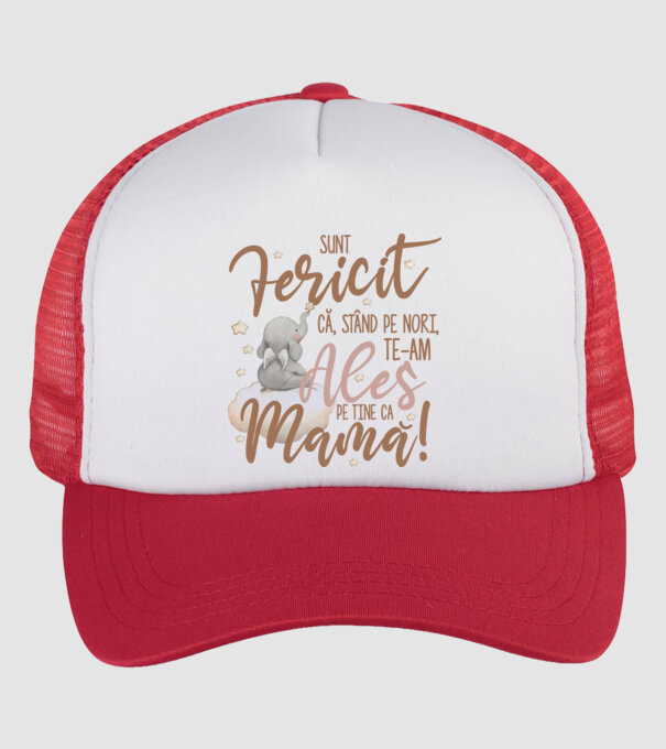 Sunt fericit că, stând pe nori, te-am ales pe tine ca mamă! model alb/roșu pe tricou