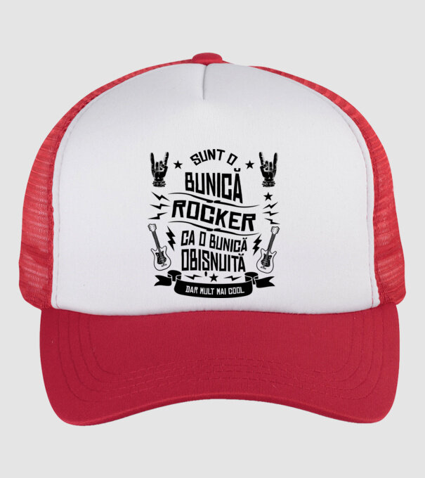 Sunt o bunică rocker, ca o bunică obișnuită, dar mult mai cool model alb/roșu pe tricou