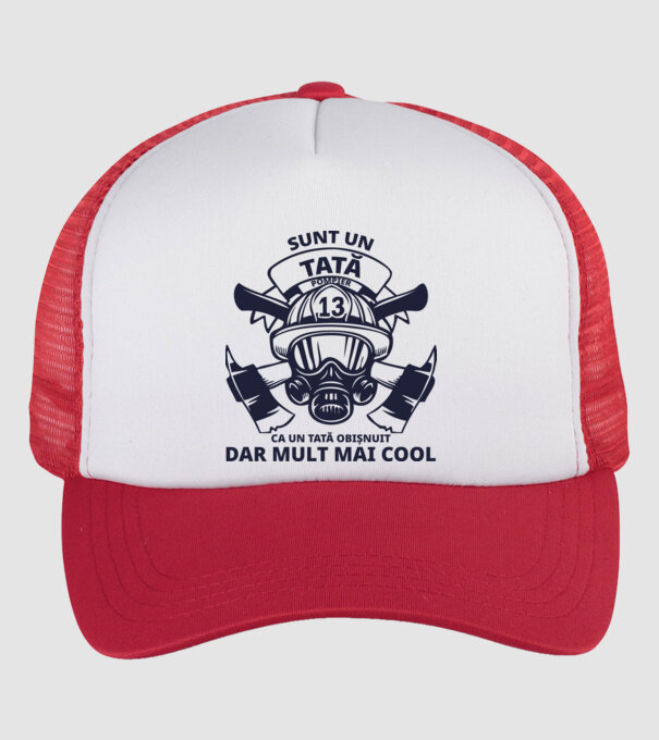 Sunt un tată pompier, ca un tată obișnuit, dar mult mai cool model alb/roșu pe tricou