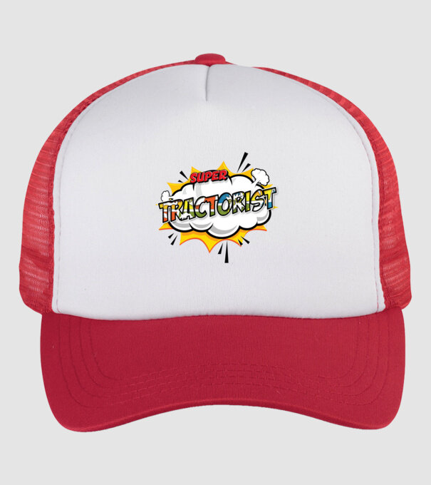 Super Tractorist model alb/roșu pe tricou