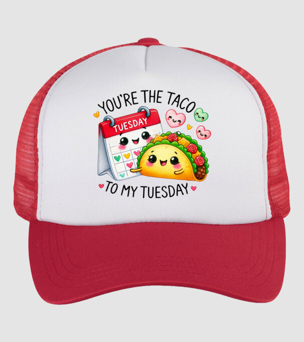 Taco to my Tuesday model alb/roșu pe tricou