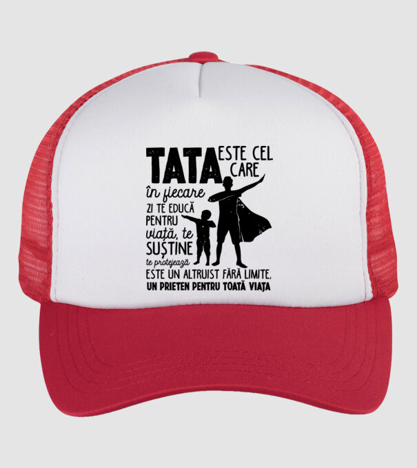 Tata este cel care în fiecare zi te educă pentru viață D5995141 model alb/roșu pe tricou
