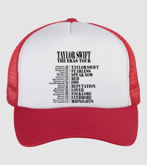 Taylor Swift Eras tour back model alb/roșu pe tricou