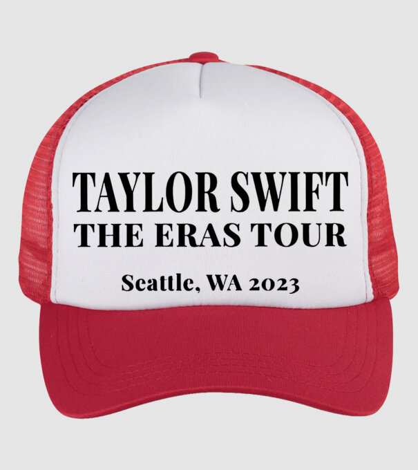Taylor Swift Eras tour text2 model alb/roșu pe tricou