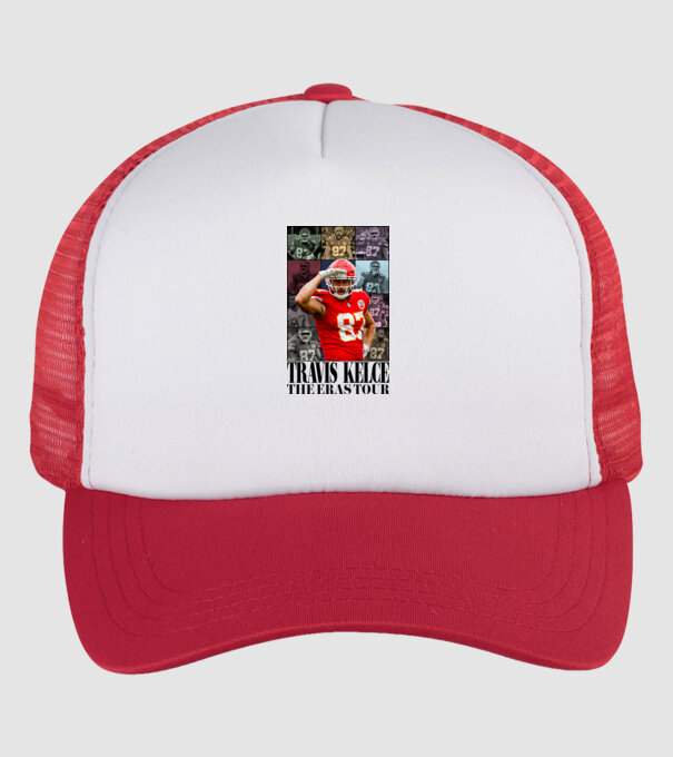 Taylor Swift Eras Travis Kelce model alb/roșu pe tricou