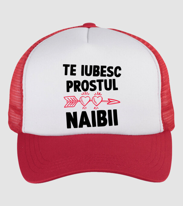 Te iubesc, prostul naibii model alb/roșu pe tricou