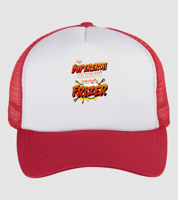 toți supereroii se deghizează, eu sunt un frizer/coafor model alb/roșu pe tricou