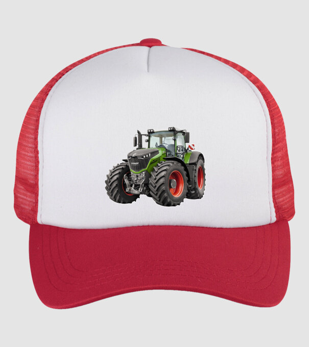 TRACTOR model alb/roșu pe tricou
