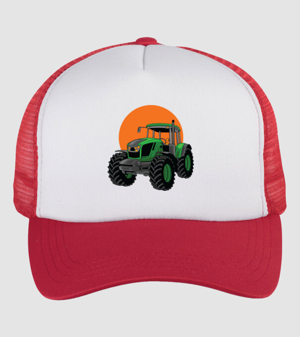 TRACTOR model alb/roșu pe tricou