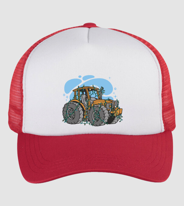 TRACTOR model alb/roșu pe tricou