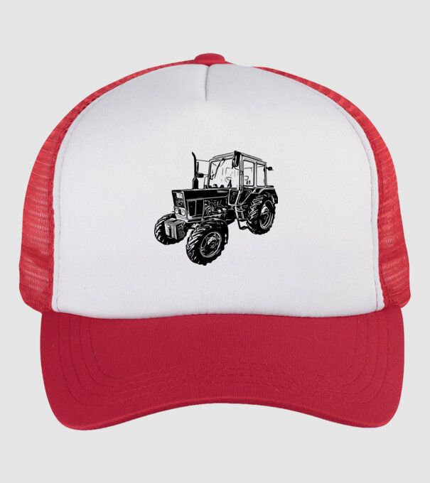 TRACTOR model alb/roșu pe tricou