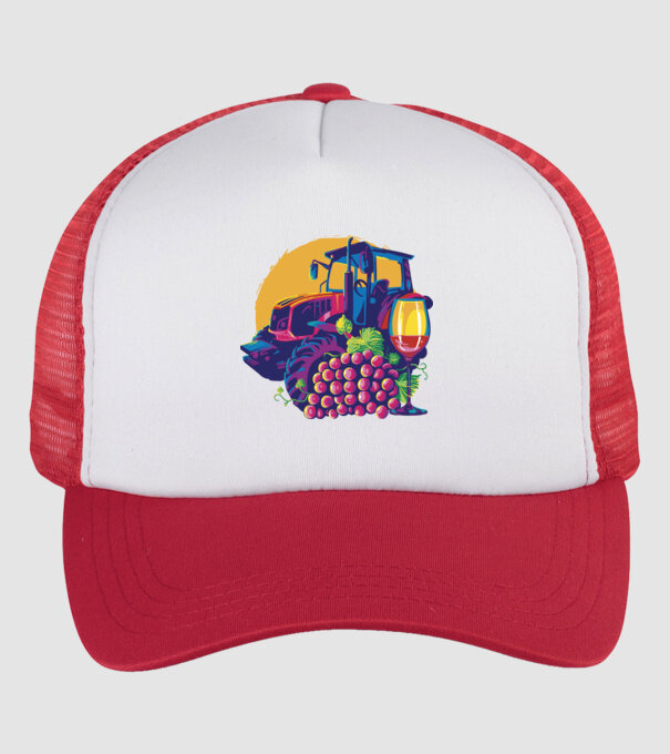 TRACTOR model alb/roșu pe tricou