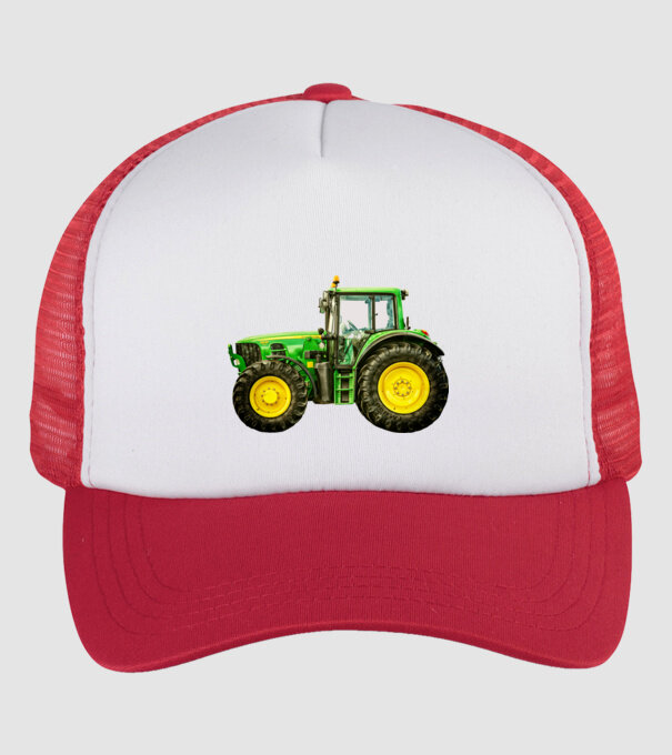 TRACTOR model alb/roșu pe tricou