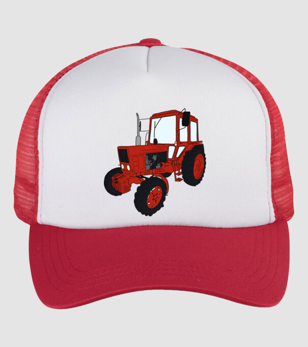 TRACTOR model alb/roșu pe tricou