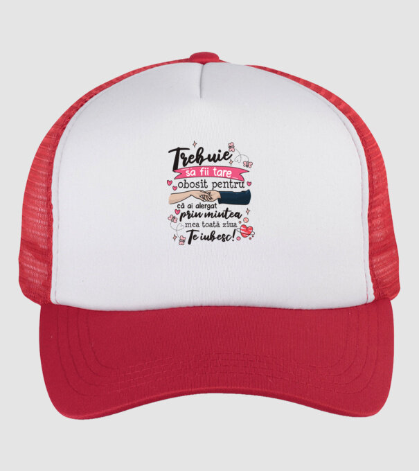 Trebuie sa fii tare obosită pentru  model alb/roșu pe tricou