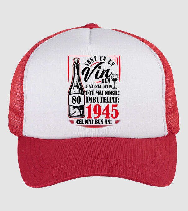 Un Vin Bun 1945 - Alb model alb/roșu pe tricou