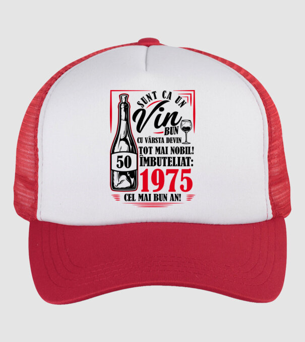 Un Vin Bun 1975 - Alb model alb/roșu pe tricou