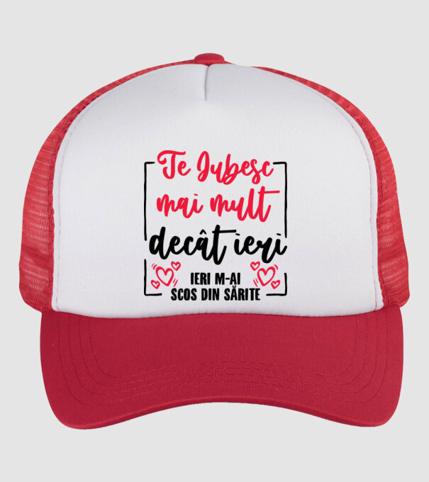 Valentine_Te iubesc mai mult decât ieri, ieri m-ai scos din sărite model alb/roșu pe tricou