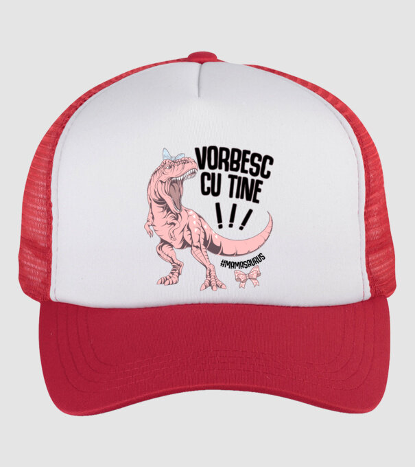 Vorbesc cu tine! #mamasaurus model alb/roșu pe tricou