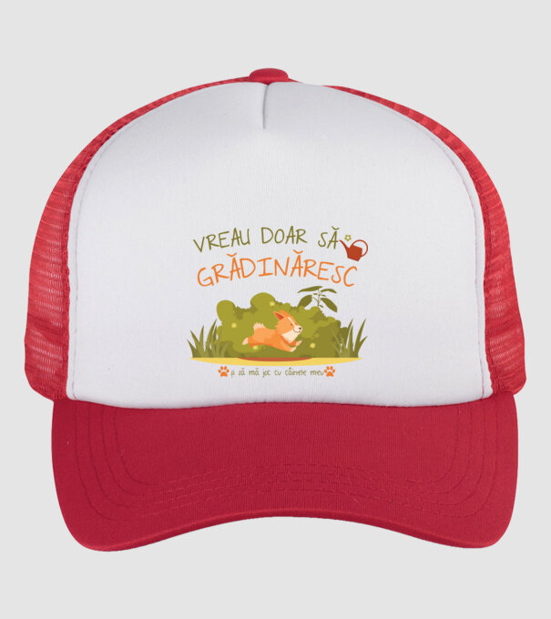 vreau doar să grădinăresc model alb/roșu pe tricou