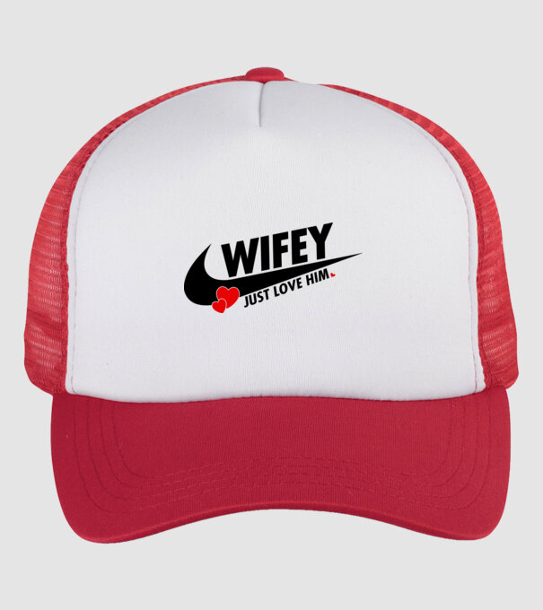 Wifey Just love him model alb/roșu pe tricou