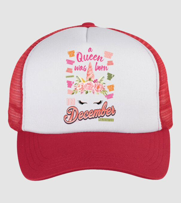 A queen was born in DECEMBER model alb/roșu pe tricou