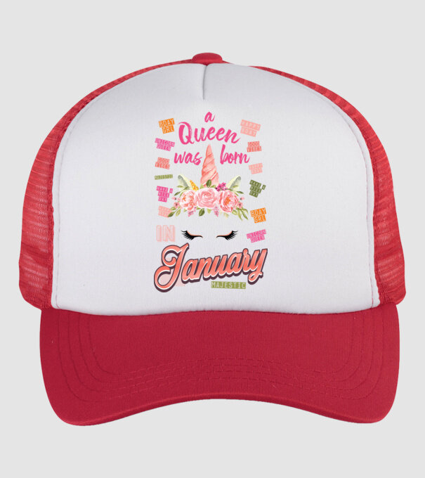 A queen was born in JANUÁR model alb/roșu pe tricou
