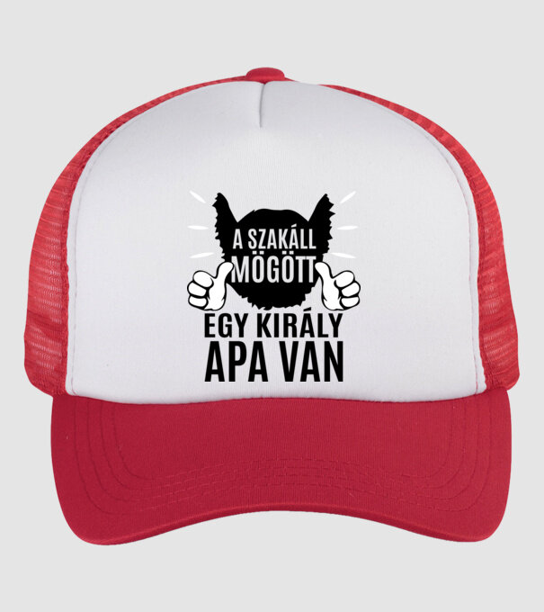 În spatele acestei bărbi se află un tată cool model alb/roșu pe tricou