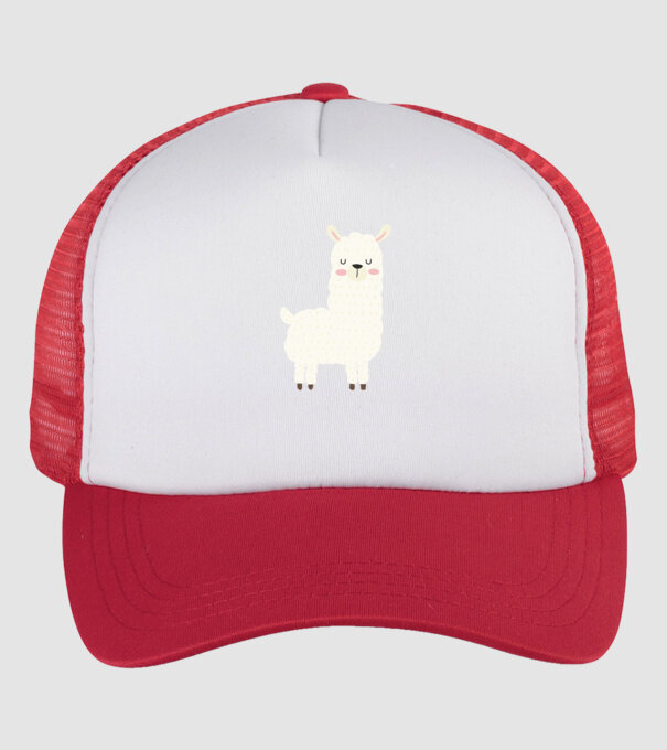 Alpaca model alb/roșu pe tricou