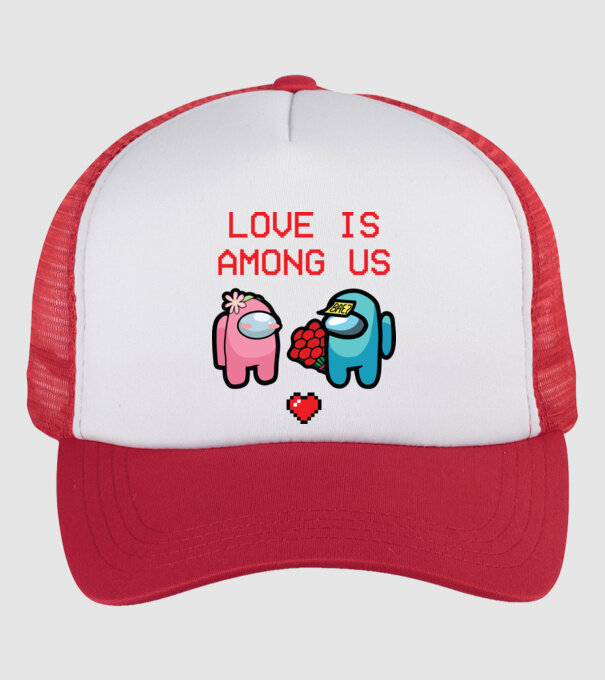 Among us love model alb/roșu pe tricou
