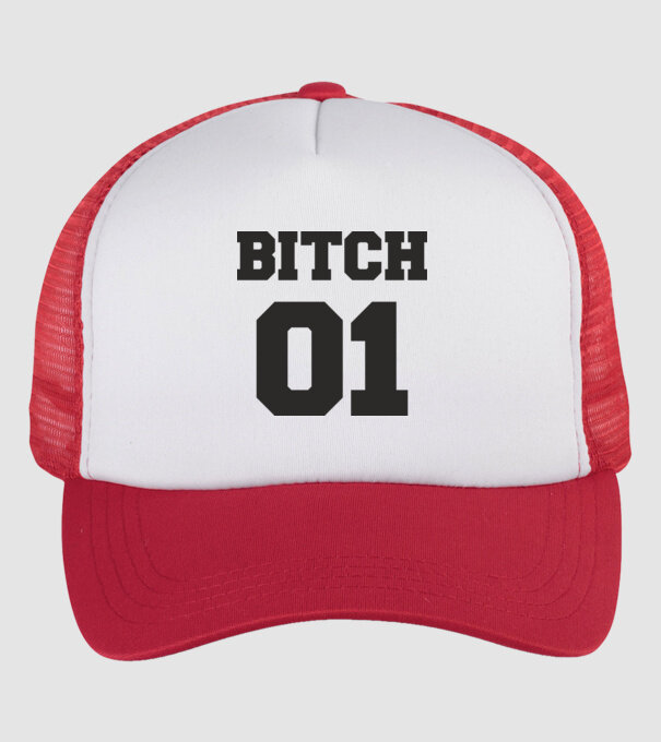 Bitch 01 model alb/roșu pe tricou