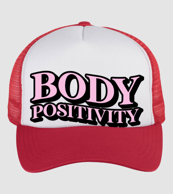 BodyPositivity model alb/roșu pe tricou