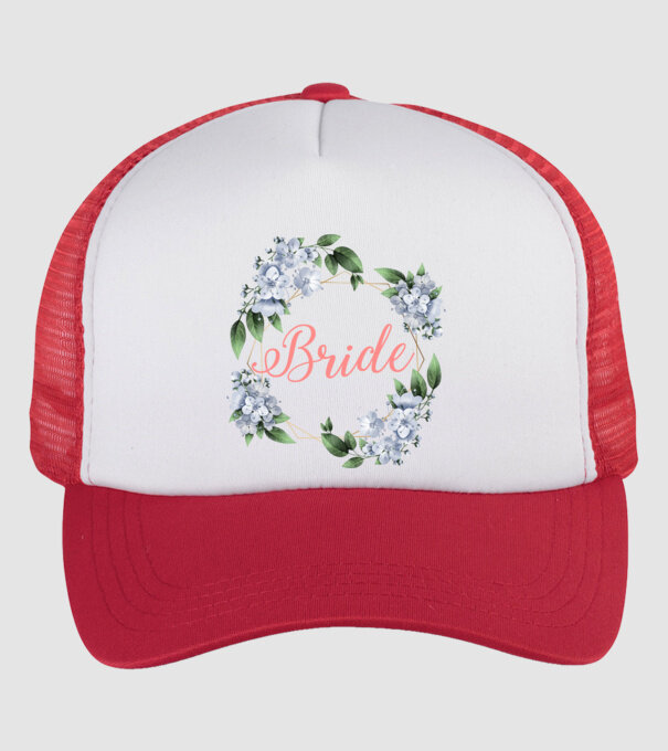 BRIDE blue floral model alb/roșu pe tricou