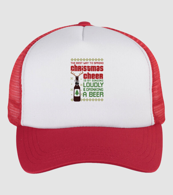 Christmas cheer beer pulovăr urât model alb/roșu pe tricou