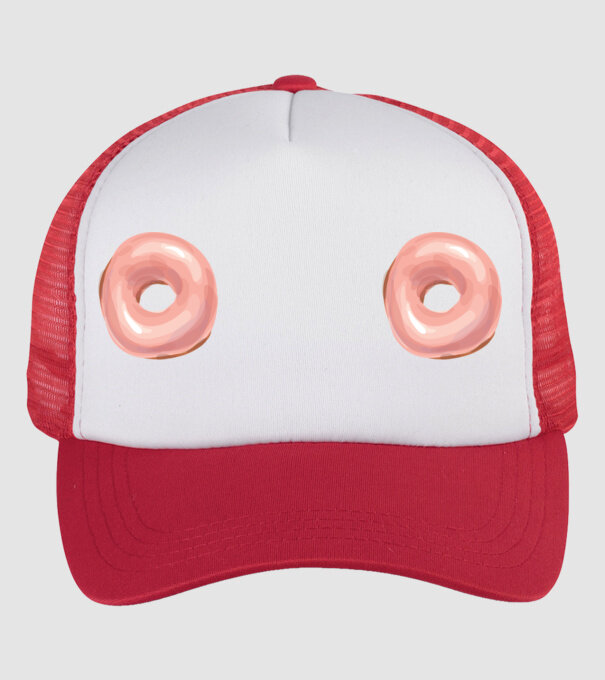 Donut titties model alb/roșu pe tricou
