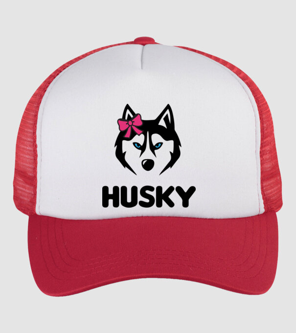 Husky fată model alb/roșu pe tricou