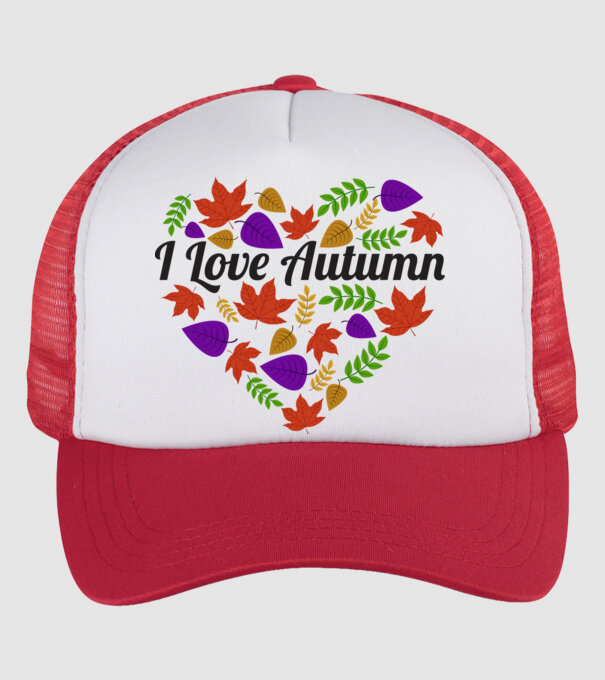 I love autumn model alb/roșu pe tricou