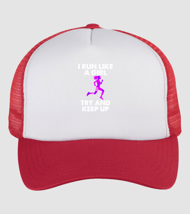 I run like a girl model alb/roșu pe tricou