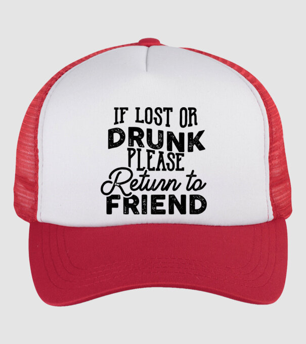 IF LOST OR DRUNK model alb/roșu pe tricou