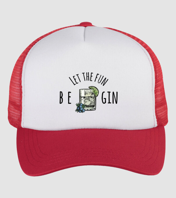 Let the fun be gin model alb/roșu pe tricou