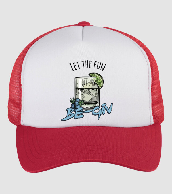 Let the fun be gin model alb/roșu pe tricou