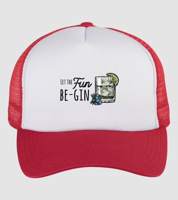 Let the fun be gin model alb/roșu pe tricou