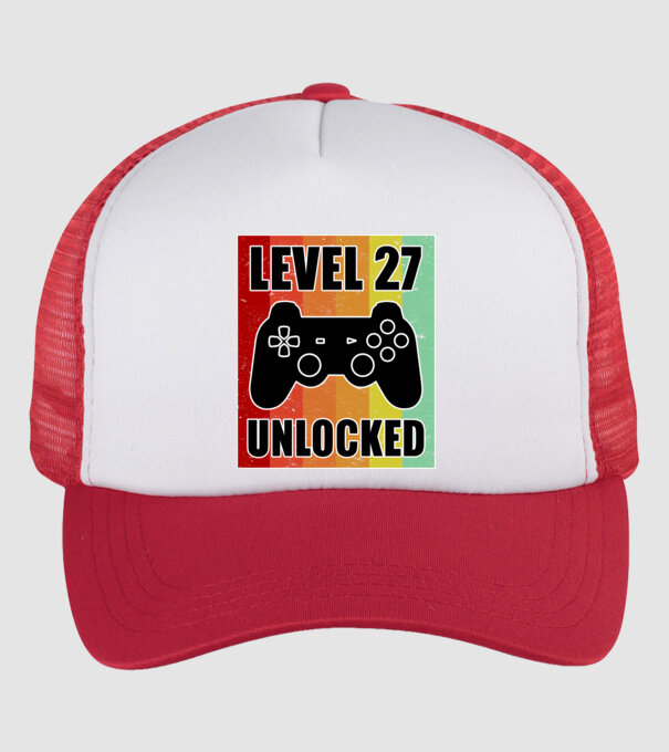 level 27 unlocked retro gamer model alb/roșu pe tricou