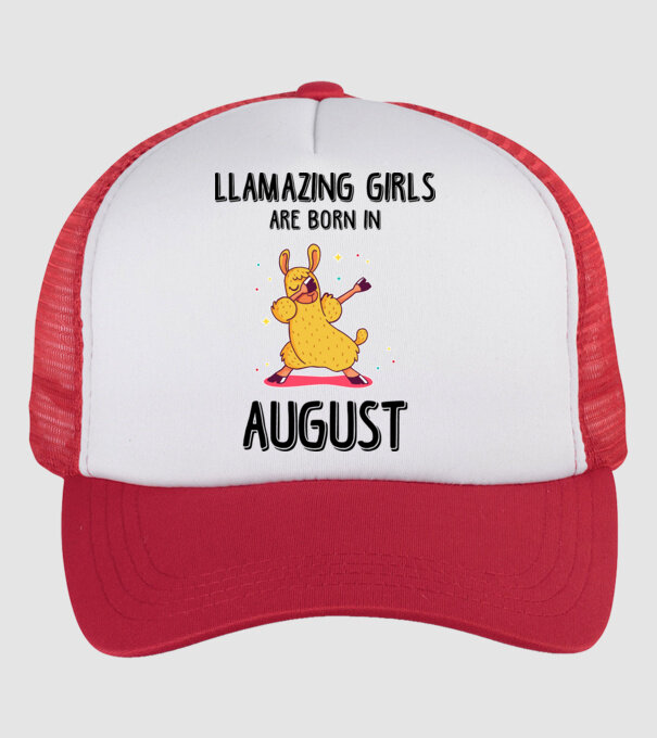 Llamazing girls are born in august black model alb/roșu pe tricou