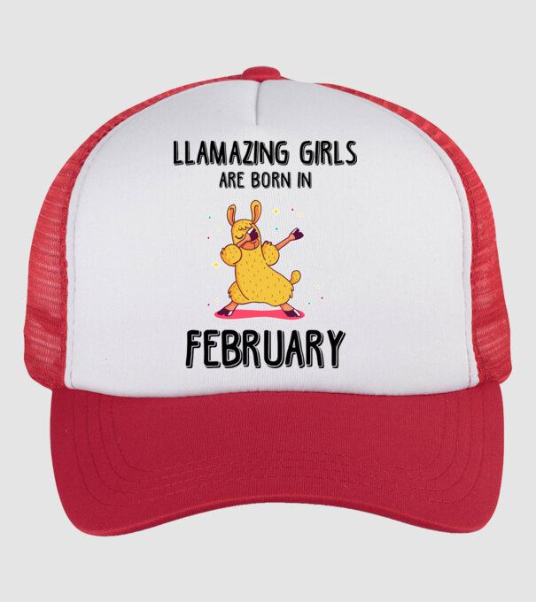 llamazing girls are born in february black model alb/roșu pe tricou