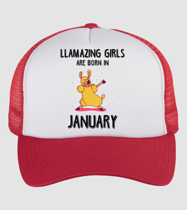 llamazing girls are born in january black model alb/roșu pe tricou