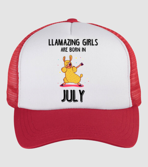 Llamazing girls are born in july black model alb/roșu pe tricou