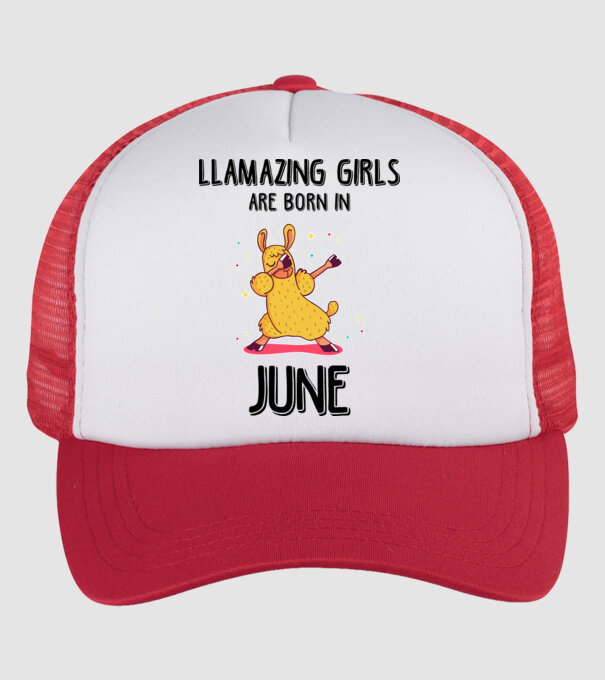 llamazing girls are born in june black model alb/roșu pe tricou