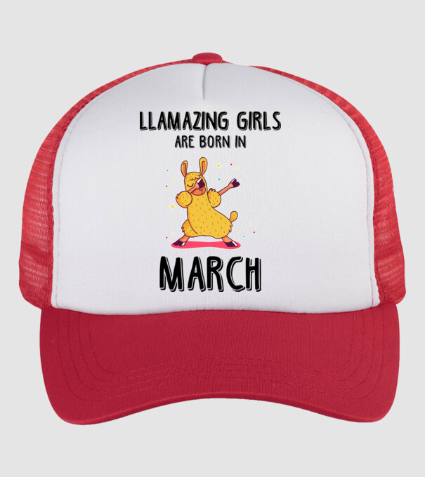 llamazing girls are born in march black model alb/roșu pe tricou